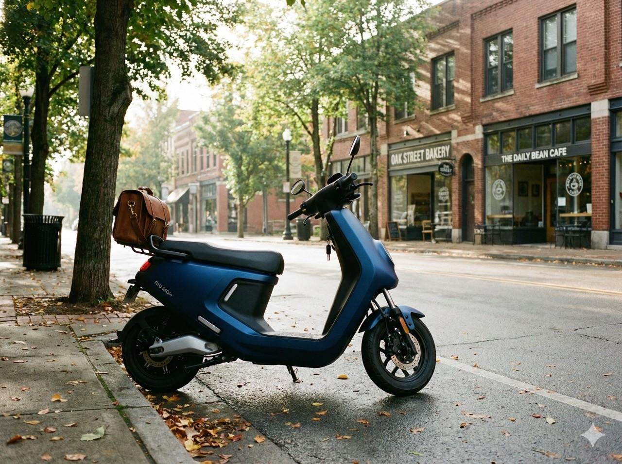 Scooter parked in urban setting