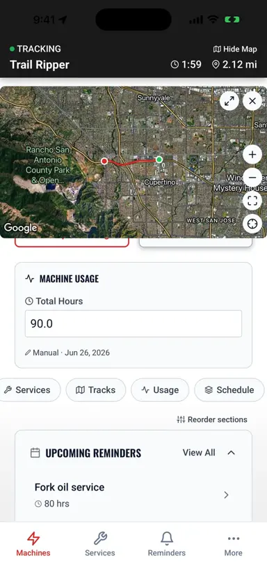 A live GPS ride being tracked on the map