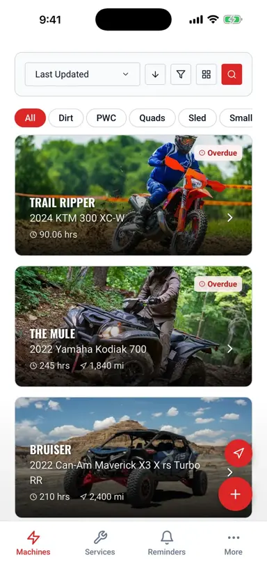The whole garage in one app, every machine in one place