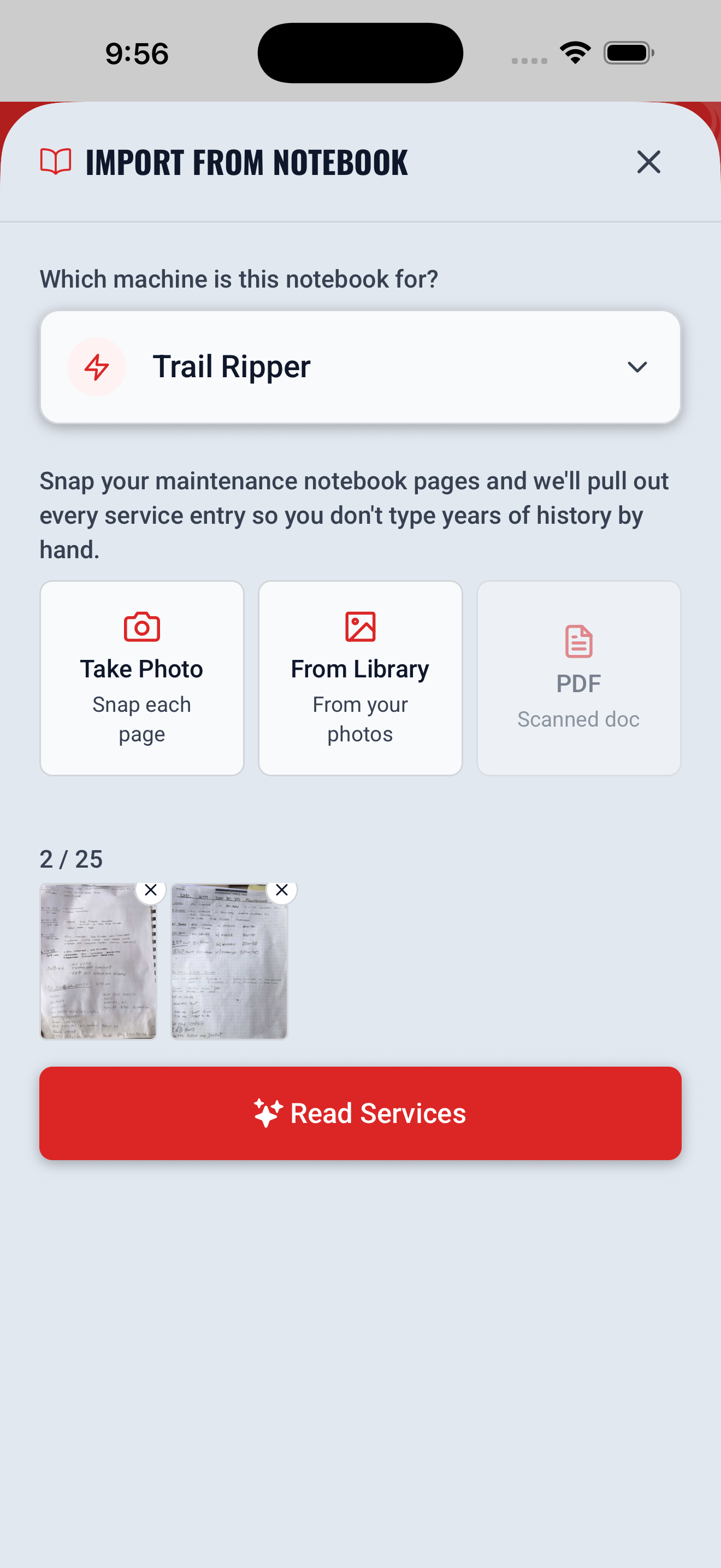 Two notebook pages photographed in LookOver, ready to read