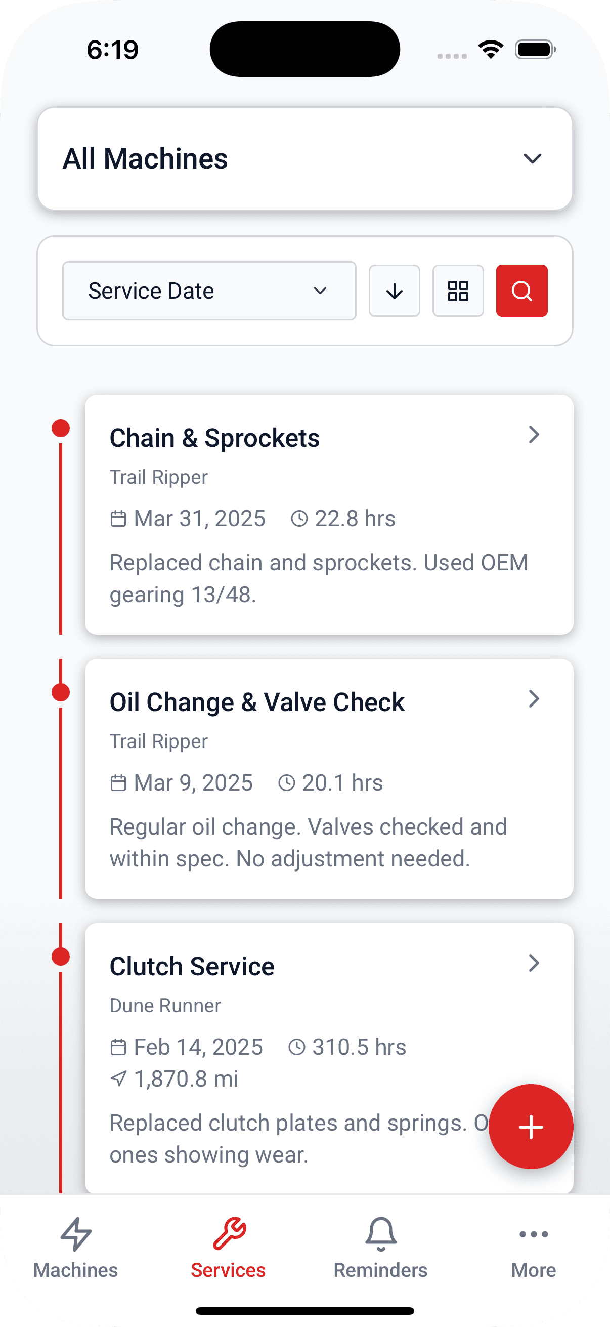 LookOver service details screen