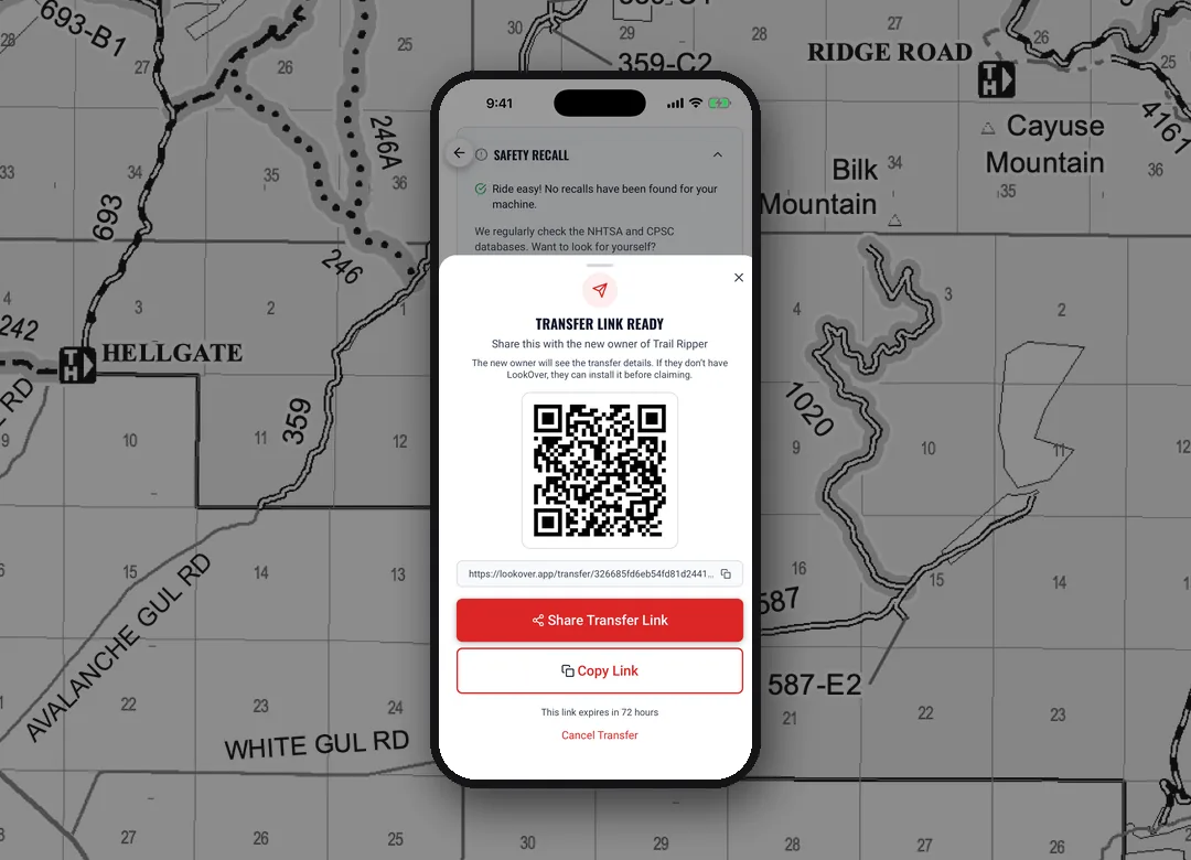 The transfer link ready screen with a QR code